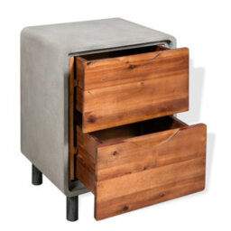 Berkfield Industrial Nightstand Concrete Solid Acacia Wood 40X30X50 Cm - thumbnail 3