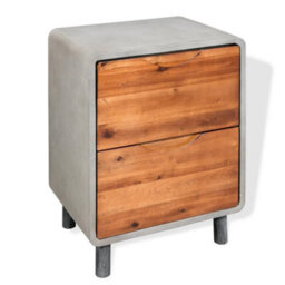 Berkfield Industrial Nightstand Concrete Solid Acacia Wood 40X30X50 Cm - thumbnail 2