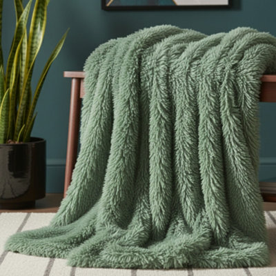 Cuddly Extra Fluffy Throw Ultra Soft Plush Blanket For Sofa Bed Home Decor Green 150X200Cm - image 1