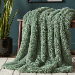 Cuddly Extra Fluffy Throw Ultra Soft Plush Blanket For Sofa Bed Home Decor Green 150X200Cm - thumbnail 1