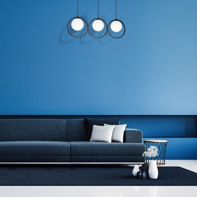 Milagro Boston Black Pendant Lamp 3Xe14 Beautifully Hand Made From Black Metal And White Glass Contemporary Cool Style Rings - image 1