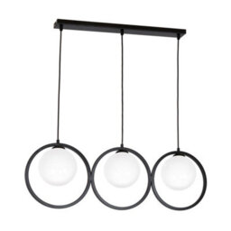 Milagro Boston Black Pendant Lamp 3Xe14 Beautifully Hand Made From Black Metal And White Glass Contemporary Cool Style Rings - thumbnail 2