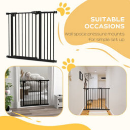 Pawhut Adjustable Safety Gate W/ 1 Extensions And Four Adjustable Screws, Black - thumbnail 6