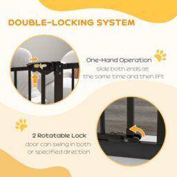 Pawhut Adjustable Safety Gate W/ 1 Extensions And Four Adjustable Screws, Black - thumbnail 4