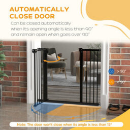 Pawhut Adjustable Safety Gate W/ 1 Extensions And Four Adjustable Screws, Black - thumbnail 5