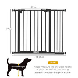 Pawhut Adjustable Safety Gate W/ 1 Extensions And Four Adjustable Screws, Black - thumbnail 3