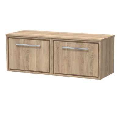 Hudson Reed Lille Wall Hung Single Drawer Contemporary Vanity Unit With Worktop In Bleached Oak, 605 X 460mm - image 1