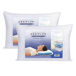 Mediflow Elite Fibre Pillow Pair Hypoallergenic, 300Tc Cotton Cover, Waterbase™ Neck Support