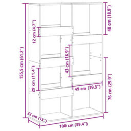 Berkfield Room Divider Black 100X33X155.5 Cm Engineered Wood - thumbnail 9