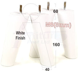 L&F Wood Legs White 160mm High Set Of 4 Angled Replacement Furniture Feet Settee Chairs Sofas Footstools M8 - thumbnail 1