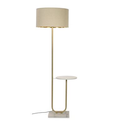 Valuelights Tavel Brushed Gold Floor Lamp With Table And Beige/gold Shade - image 1