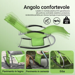 Sobuy Ogs28-Grx2, Set Of 2 Outdoor Garden Rocking Sun Lounger Recliner Relaxing Chair With Headrest And Side Bag, Green - thumbnail 5