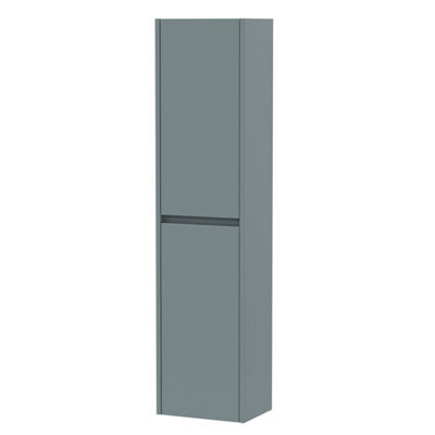 Balterley Square Wall Hung 2 Door Tall Bathroom Unit, 350mm - Matt Coastal Grey - image 1