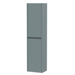 Balterley Square Wall Hung 2 Door Tall Bathroom Unit, 350mm - Matt Coastal Grey - thumbnail 1