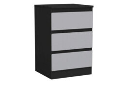 Urbn-Living Urbnliving 62Cm Height 3 Drawers Modern Chest Of Drawers Bedside Table For Living Room Office Hallway Black & Grey - thumbnail 2