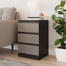 Urbn-Living Urbnliving 62Cm Height 3 Drawers Modern Chest Of Drawers Bedside Table For Living Room Office Hallway Black & Grey - thumbnail 1