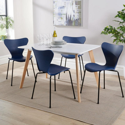Home Source Fleur Dining Table And 4 Blue Penny Chairs - image 1