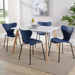Home Source Fleur Dining Table And 4 Blue Penny Chairs
