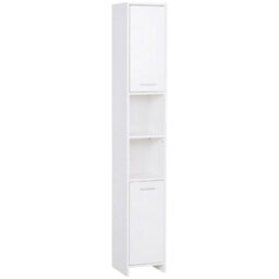 Wyld Haus Ridila Tall White Storage Cabinet With Adjustable Shelves For Bathroom Or Hallway - 30 X 30 X 190 Cm