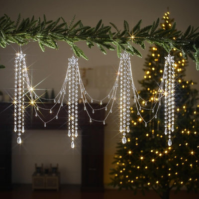 Amorly Crystal Tassel Garland, Clear Acrylic Christmas Tree Ornament, Winter Wonderland Decor For Table, Wall, Stair Railings - image 1