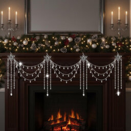 Amorly Crystal Tassel Garland, Clear Acrylic Christmas Tree Ornament, Winter Wonderland Decor For Table, Wall, Stair Railings - thumbnail 6