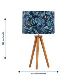 First Choice Lighting Set Of 2 Dark Oak Table Lamp Or Bedside Lights With Toucan Shades - thumbnail 6