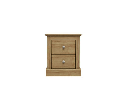 LPD Devon Oak 2 Drawer Bedside Cabinet Traditional Wooden Storage Unit H55 W46 D40Cm - image 1