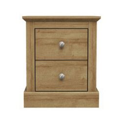 LPD Devon Oak 2 Drawer Bedside Cabinet Traditional Wooden Storage Unit H55 W46 D40Cm - thumbnail 2