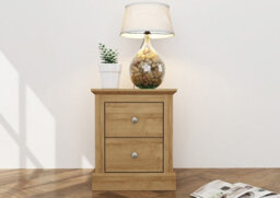 LPD Devon Oak 2 Drawer Bedside Cabinet Traditional Wooden Storage Unit H55 W46 D40Cm - thumbnail 3