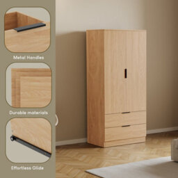 Lassic Vida Designs Trega Pine 2 Door 2 Drawer Wardrobe Hanging Rail, Shelves & Smooth Glide Drawers, (H)1700mm X (W)760mm X (D)530mm - thumbnail 4