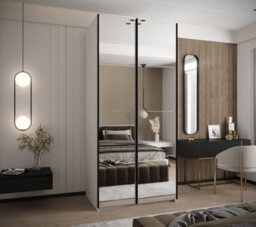 Arte Trosa Ii White Mirrored Sliding Door Wardrobe W1200mm H2450mm D640mm With Black Steel Handles - thumbnail 2