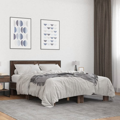 Berkfield Bed Frame Without Mattress Brown Oak 140X190 Cm - image 1