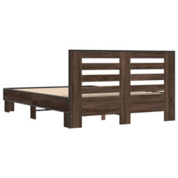 Berkfield Bed Frame Without Mattress Brown Oak 140X190 Cm - thumbnail 6