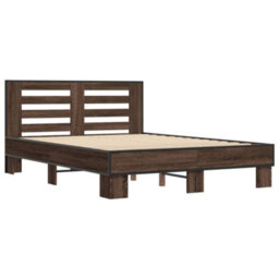 Berkfield Bed Frame Without Mattress Brown Oak 140X190 Cm - thumbnail 3