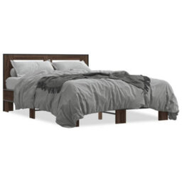 Berkfield Bed Frame Without Mattress Brown Oak 140X190 Cm - thumbnail 2