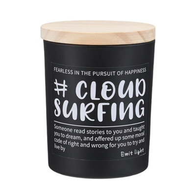 Living And Home Black Glass Cup Soy Wax American Coffee Scented Candle With Wooden Lid, 22-Hour Burn - image 1