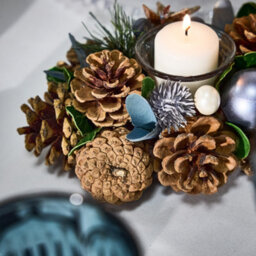 Dibor Moonlight Blue Triple Table Centrepiece Christmas Decoration Candle Holder Tealight Holder 39Cm - thumbnail 3