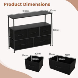 Gainoom Black Dresser For Bedroom Storage Dresser With 5 Drawers - thumbnail 2