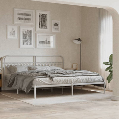 Berkfield Metal Bed Frame Without Mattress With Headboard White 200X200Cm - image 1