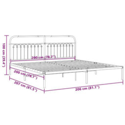 Berkfield Metal Bed Frame Without Mattress With Headboard White 200X200Cm - thumbnail 8