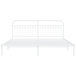 Berkfield Metal Bed Frame Without Mattress With Headboard White 200X200Cm - thumbnail 4