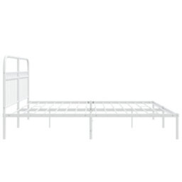 Berkfield Metal Bed Frame Without Mattress With Headboard White 200X200Cm - thumbnail 5
