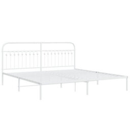 Berkfield Metal Bed Frame Without Mattress With Headboard White 200X200Cm - thumbnail 3