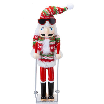 Nutcracker Skier Wooden Christmas Decoration X 1 41. 4X12. 1X10. 6Cm - image 1