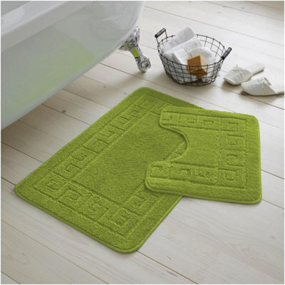 Gc Gaveno Cavailia Grecian Grace 2 Piece Non Slip Bath Mat Set Green Quick Dry Water Absorbent Bathroom Shower Mat & Pedestal Set - image 1