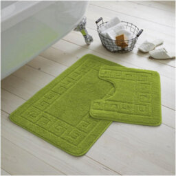 Gc Gaveno Cavailia Grecian Grace 2 Piece Non Slip Bath Mat Set Green Quick Dry Water Absorbent Bathroom Shower Mat & Pedestal Set - thumbnail 1