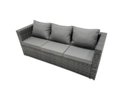 Fimous Rattan Garden Furniture Dining Set 10-Seater Patio Coffee Table Sofa Set With 2 Big Stools 2 Side Tables Dark Grey Mixed - thumbnail 4