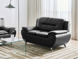 Beliani Sofa 2 Seater Leira Faux Leather Black - thumbnail 2