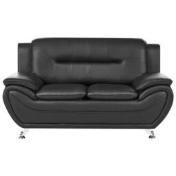 Beliani Sofa 2 Seater Leira Faux Leather Black