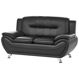 Beliani Sofa 2 Seater Leira Faux Leather Black - thumbnail 4